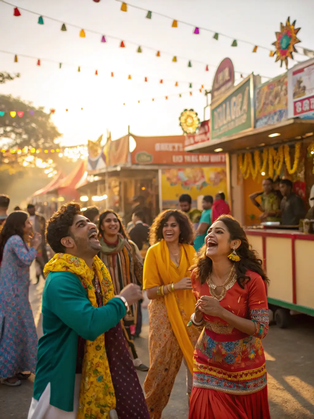 A photograph of a community festival organized by ASS LA DIALOGUE COMPANY, featuring various cultural activities, food stalls, and joyful participants, highlighting the organization's role in bringing people together and celebrating diversity.